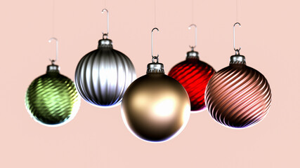 very nice baubles in different colors (3d rendering)