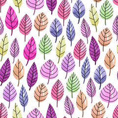 Seamless floral pattern of leaves.	