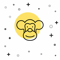 Black line Monkey icon isolated on white background. Animal symbol. Random dynamic shapes. Vector