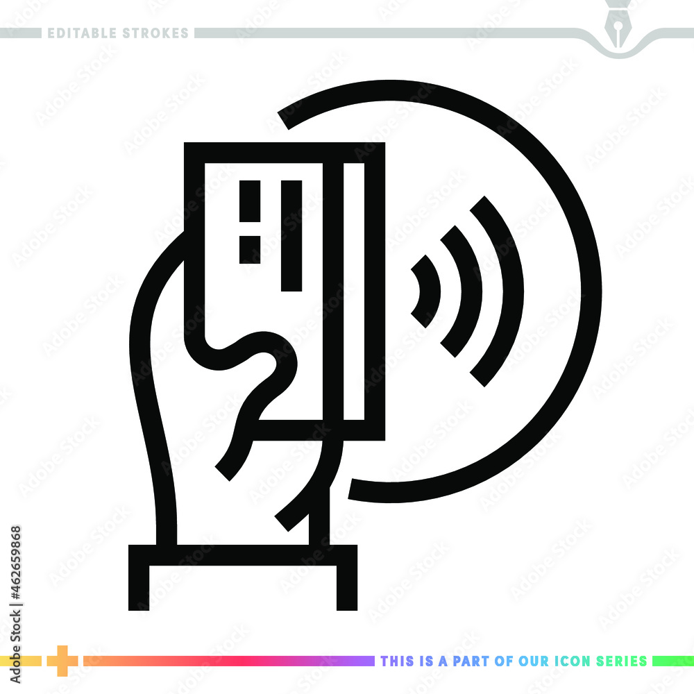 Poster editable line icon of near-field communication as a customizable black stroke eps vector graphic.