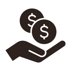 Fototapeta premium Hand holding dollars, save money icon, salary money, invest finance symbol