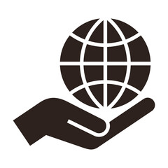 Globe in hand icon. Symbol for save earth