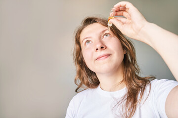 Young woman doing morning routine. Home maternity treatment. Health care concept. Female person....