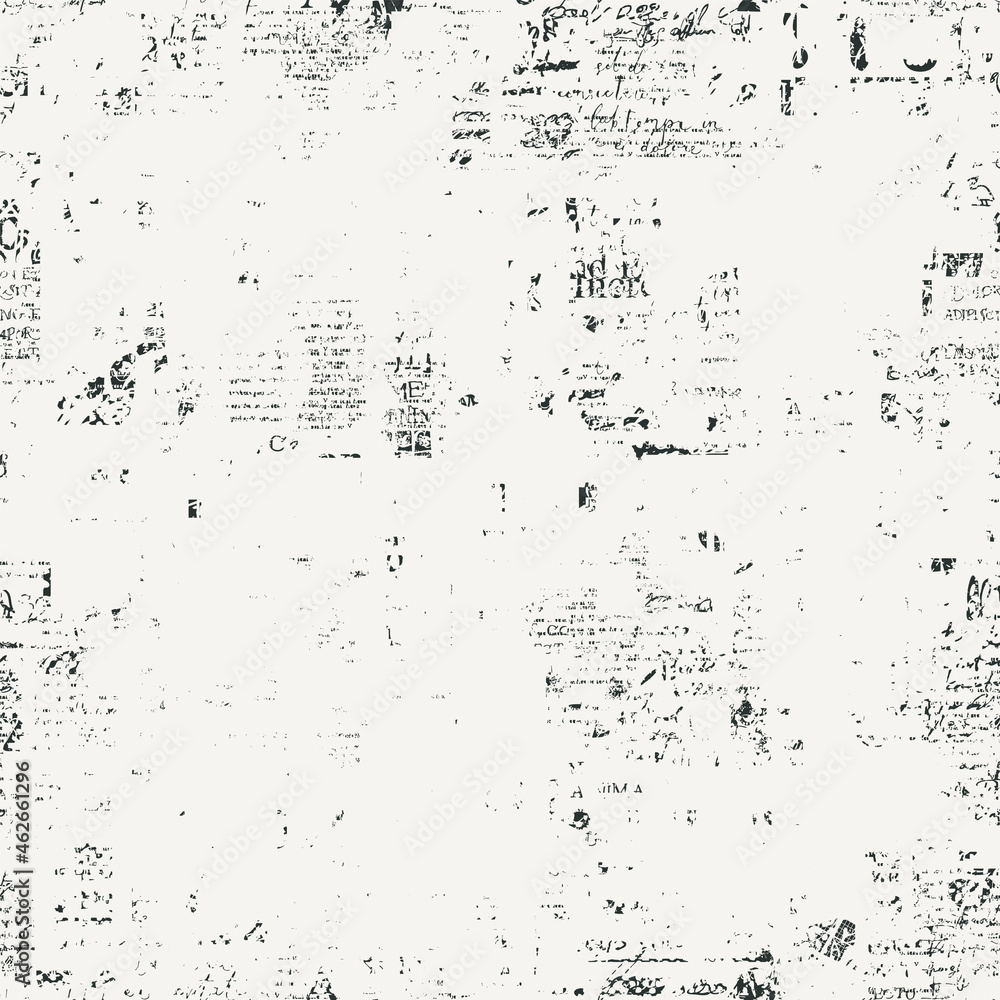 Aufkleber abstract seamless pattern with insignificant fragments of black printed text and doodles on a light 