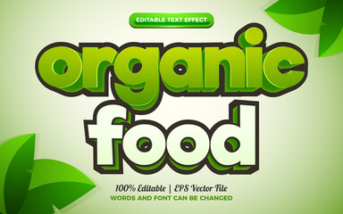 organic food cartoon 3d editable text effect