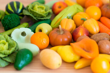 fruit and vegetables arranged as a rainbow
