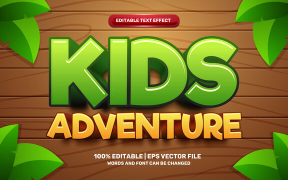 kids adventure cartoon comic game 3d editable text effect