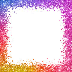 Glitter square border frame with smooth gradient. Vector
