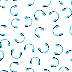 Seamless pattern with blue headphones Icon isolated on white background