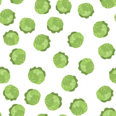 Seamless pattern with cabbage isolated on white background