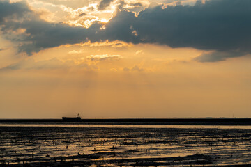 Wadden sea in the evening