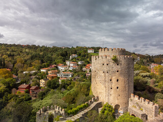 Aerial view on Rumeli Hisari fortress Turkey, Istanbul