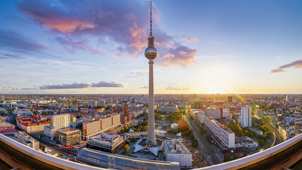 panoramic view at central berlin while sunset, germany
