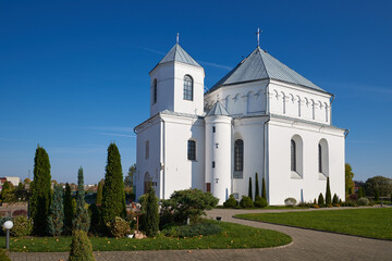 Fototapeta premium Old ancient catholic Church of St Michael the Archangel. Smorgon, Grodno region, Belarus.