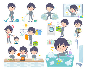 掃除や洗濯など家事に関するニート男性のセット