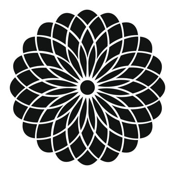 recommend clip art: flower, black outline isolated on white background, radial design element, flat illustration, icon