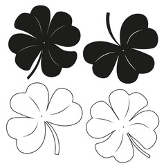 clover leaf black outline shamrock. isolated on a white background, design element, flat illustration, icon