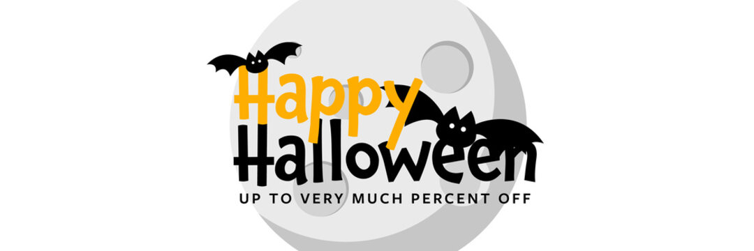 Halloween background banner, scary vector graphic, moon illustration and bats, minimal and simple template, happy, seasonal concept, november