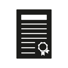 isolated document icon on white background, black fill, vector illustration