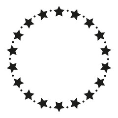 frame of black stars arranged in a circle, vector illustration, design element