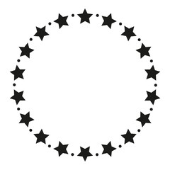 frame of black stars arranged in a circle, vector illustration, design element