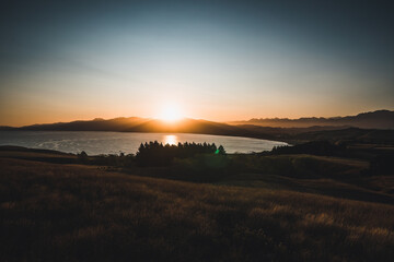 Golden sunset over Kaikoura Peninsula Walkway, Canterbury, New Zealand