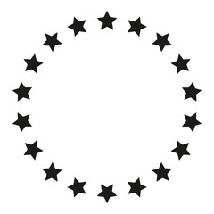 frame of black stars arranged in a circle, vector illustration, design element