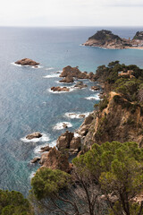 Fototapeta na wymiar Landscape view of the mediterranean sea and the castle of Tossa de mar in Catalonia