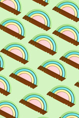 Naklejka premium Pattern from Wooden construction set for development and learning.