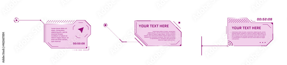Poster hud futuristic style callout titles on white background. infographic call arrow box bars and modern 