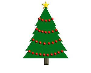 Christmas tree with red decorations and star vector