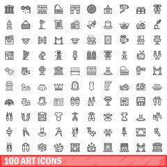 100 art icons set. Outline illustration of 100 art icons vector set isolated on white background