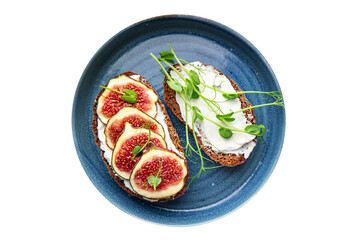 figs sandwich crostini fig fruit breakfast healthy diet fresh meal snack on the table copy space food background rustic 