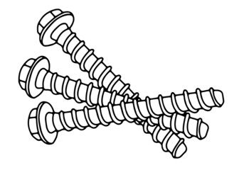 Large bolts in the form of a contour. Vector image.