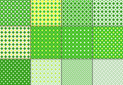 Seamless Bright Geometric Overlay Pattern Set
