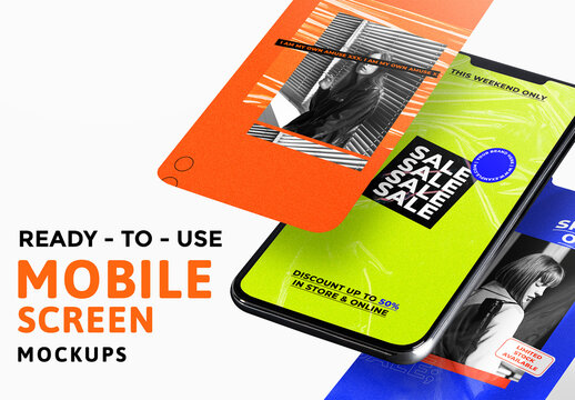 Phone Screen Mockup with Modern Graphic