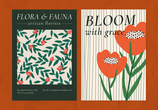 Retro Flower Patterns Template Set for Poster