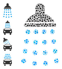 Fototapeta na wymiar Round dot collage shower. Vector collage is based on shower symbol, and created from scattered round items. Vector icon of shower organized of scattered round dots.