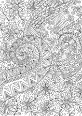 Coloring book page for adults. Zendala. Zentagle.