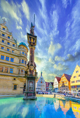 Obraz premium Medieval City of Rothenburg ob der Tauber, Geburtsbrunnen, Germany