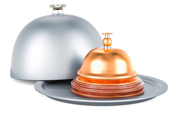 Restaurant cloche with reception bell, 3D rendering