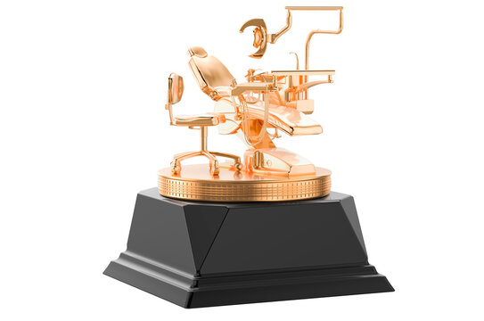Dental chair golden award concept. 3D rendering