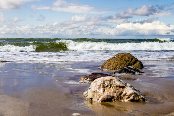stones on the beach of baltic sea Poddąbie Poland