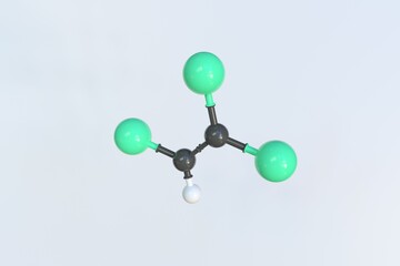 Molecule of trichloroethylene, isolated molecular model. 3D rendering