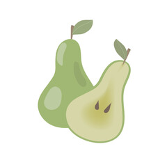 Green pear isolated on white background. Vector illustration.