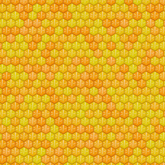 Golden Hexagonal abstract background with light. Dark horizontal background with hexagons
