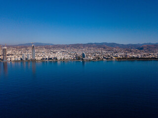 Aerial view on city resort on the Mediterranean sea coast