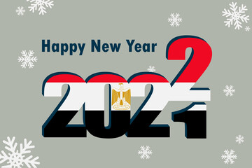 New year's card 2022. Depicted: an element of the flag of Egypt, a festive inscription and snowflakes. it can be used as a promotional poster, postcard, flyer, invitation or website.