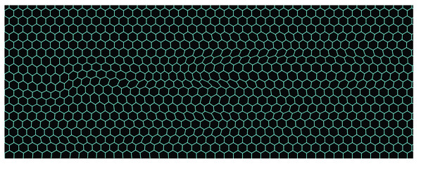 Blue hexagon lines wave background