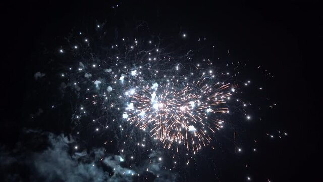 Explosions of night fireworks in the sky